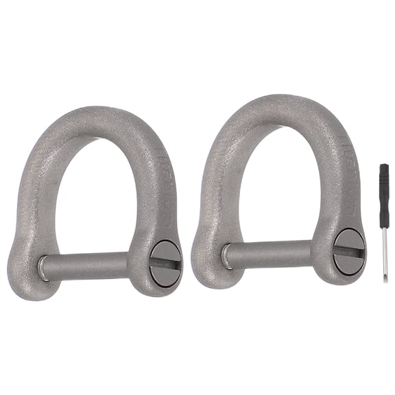 Uxcell 2pcs Small Titanium D-Rings Key Ring Set 11/16" (17mm) Titanium D Shape Keychain Durable Mini Metal Car Fob Keychain Horseshoe Clasp with Screw Shackle for Auto Keys, Silver