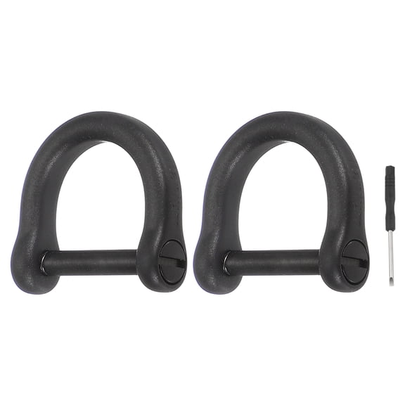 Uxcell 2pcs Small Titanium D-Rings Key Ring Set 11/16" (17mm) Titanium D Shape Keychain Durable Mini Metal Car Fob Keychain Horseshoe Clasp with Screw Shackle for Auto Keys, Black