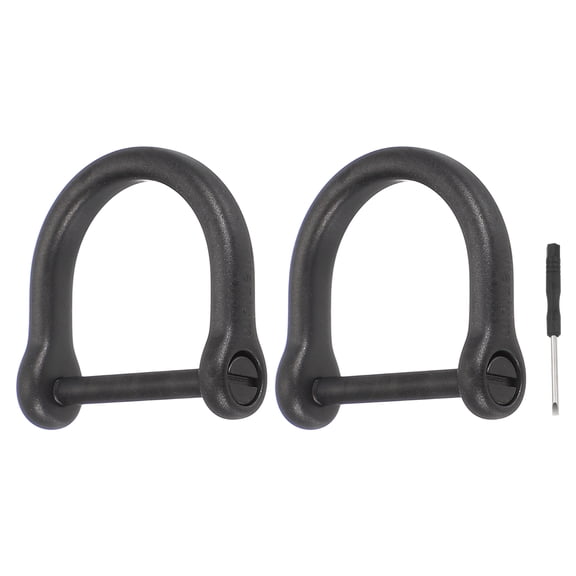 Uxcell 2pcs Small Titanium D-Rings Key Ring Set 15/16" (23mm) Titanium D Shape Keychain Durable Mini Metal Car Fob Keychain Horseshoe Clasp with Screw Shackle for Auto Keys, Black