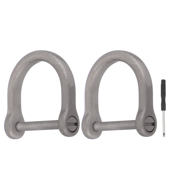 Uxcell 2pcs Small Titanium D-Rings Key Ring Set 15/16" (23mm) Titanium D Shape Keychain Durable Mini Metal Car Fob Keychain Horseshoe Clasp with Screw Shackle for Auto Keys, Silver