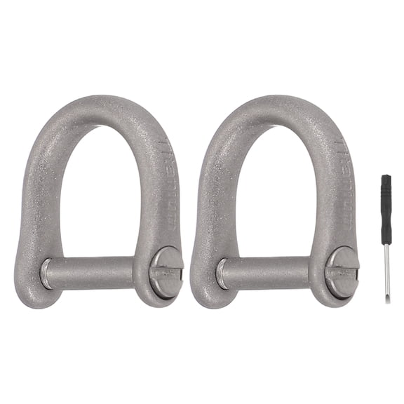 Uxcell 2pcs Small Titanium D-Rings Key Ring Set 5/8" (16mm) Titanium D Shape Keychain Durable Mini Metal Car Fob Keychain Horseshoe Clasp with Screw Shackle for Auto Keys, Silver