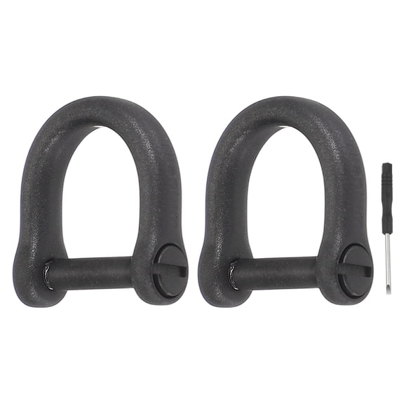 Uxcell 2pcs Small Titanium D-Rings Key Ring Set 5/8" (16mm) Titanium D Shape Keychain Durable Mini Metal Car Fob Keychain Horseshoe Clasp with Screw Shackle for Auto Keys, Black