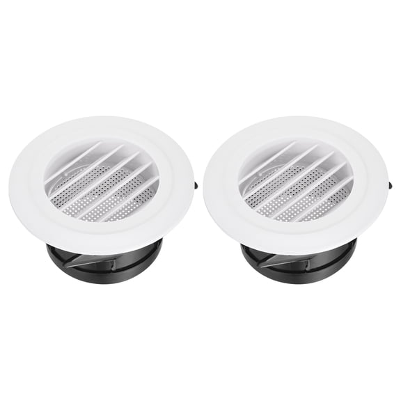 Uxcell 2pcs Soffit Vent 4" ABS Louvered Exhaust Vent Grille Cover Ceiling Diffuser with Built-in Screen Mesh for Home Bathroom Office Kitchen Ventilation System