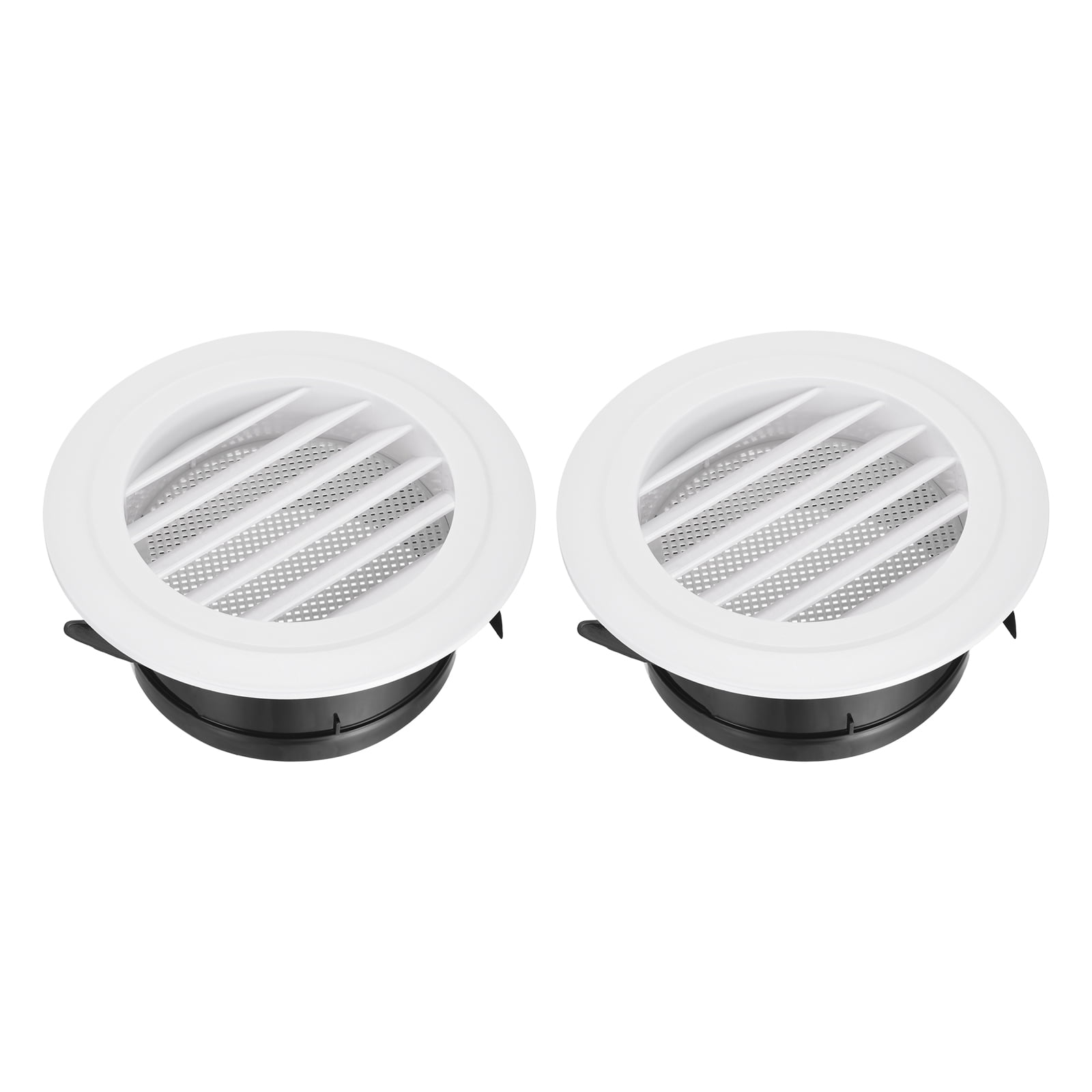 Uxcell 2pcs Soffit Vent 5" ABS Louvered Exhaust Vent Grille Cover Ceiling Diffuser with Built-in Screen Mesh for Home Bathroom Office Kitchen Ventilation System