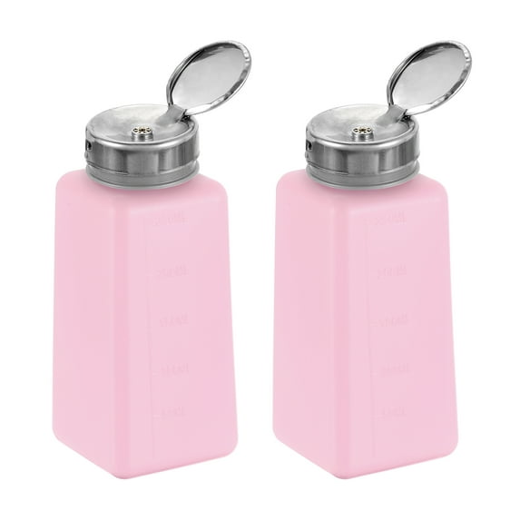 Uxcell 2pcs Solvent Alcohol Dispenser 250ml(8.8oz) Nail Polish Remover Push Down Liquid Dispenser Pump Bottle, Red