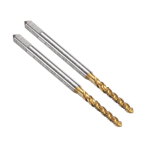 Uxcell 2pcs Spiral Flute Thread Tap 2-56 UNC Machine Taps HSS6542 Titanium Coated