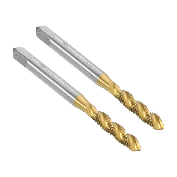 Uxcell 2pcs Spiral Flute Thread Taps 10-32 UNF Titanium Coated Screw Threading Tapping Tools