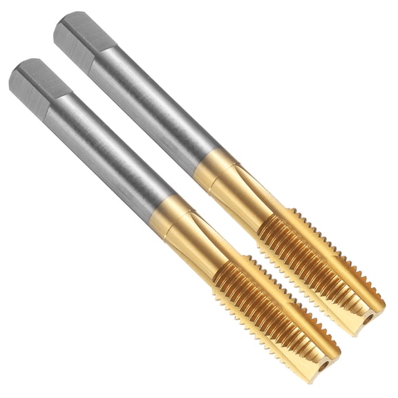 Uxcell 2pcs Spiral Point Thread Tap, M10 x 1.25 Metric Titanium Coated Screw Threading Tapping Tool Machine Taps, HSS-6542