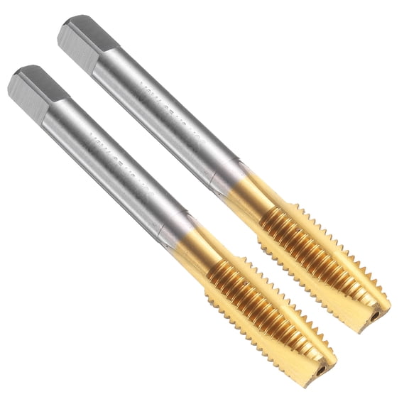 Uxcell 2pcs Spiral Point Thread Tap, M9 x 1.25 Metric Titanium Coated Screw Threading Tapping Tool Machine Taps, HSS-6542