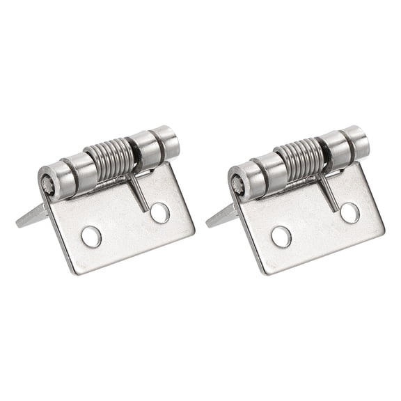 Uxcell 2pcs Spring Loaded Hinges 1" Length Stainless Steel Spring Self-Opening Small Door Hinge for Cabinet Door Box DIY Hardware, Silver