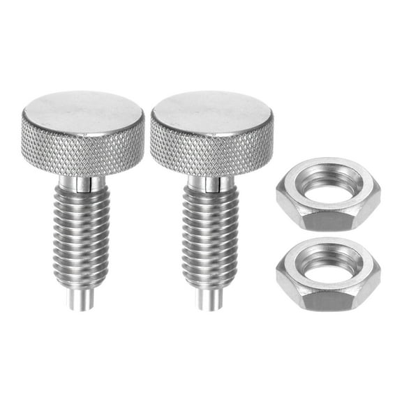 Uxcell 2pcs Spring Plunger M12x1.75 Thread Size Pin Dia.6mm Knurled Handle Lock Out Pin