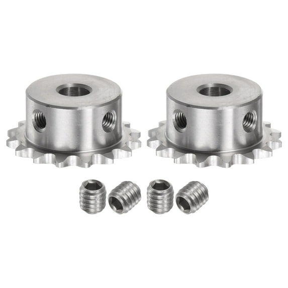 Uxcell 2pcs Sprocket Type B Hub 8mm Bore, 1/4-Inch Pitch, 16 Teeth Stainless Steel Single Strand Roller Sprocket