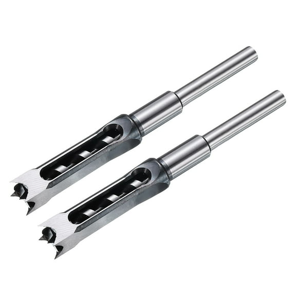 Uxcell 2pcs Square Hole Drill Bit High Carbon Steel Mortiser Auger for Woodworking 19mm(3/4")