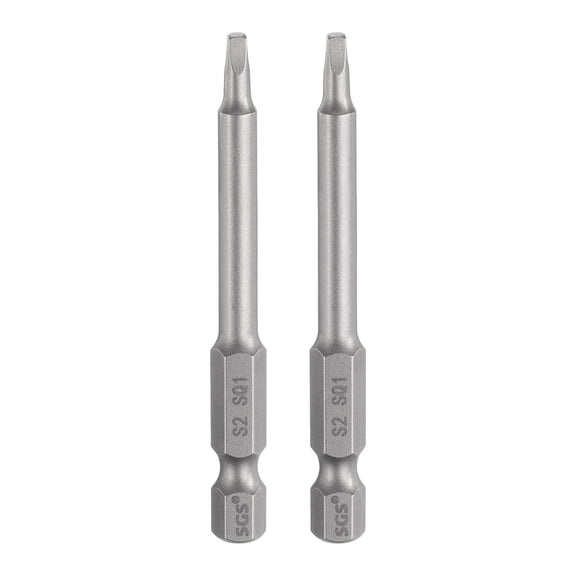 Uxcell 2pcs Square Screwdriver Bit SQ1 1/4" Hex Shank 65mm/2.6" Length Magnetic 4 Point Hex Screw Driver Bits 5mm Rod