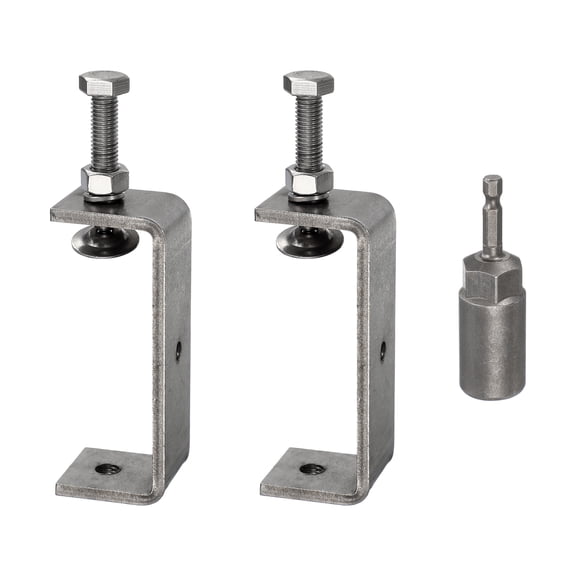 Uxcell 2pcs Stainless Steel C Clamps 4"(100mm) Wide Jaw Opening Heavy Duty Adjustable U Clamp with Socket for Woodworking Welding Building Household Mounting