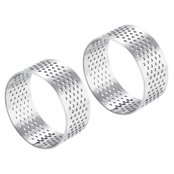 Uxcell 2pcs Stainless Steel Circular Cake Rings 1.7" Perforated Cake Mousse Ring Kitchen Baking Mould for Cake Dessert