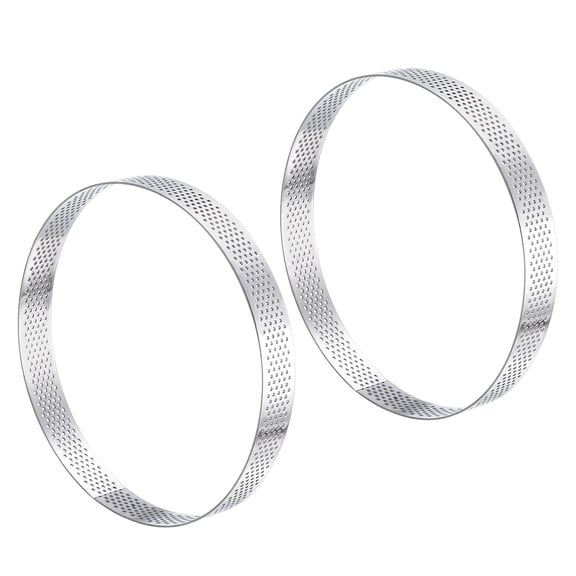 Uxcell 2pcs Stainless Steel Circular Cake Rings 5.9" Perforated Cake Mousse Ring Kitchen Baking Mould for Cake Dessert