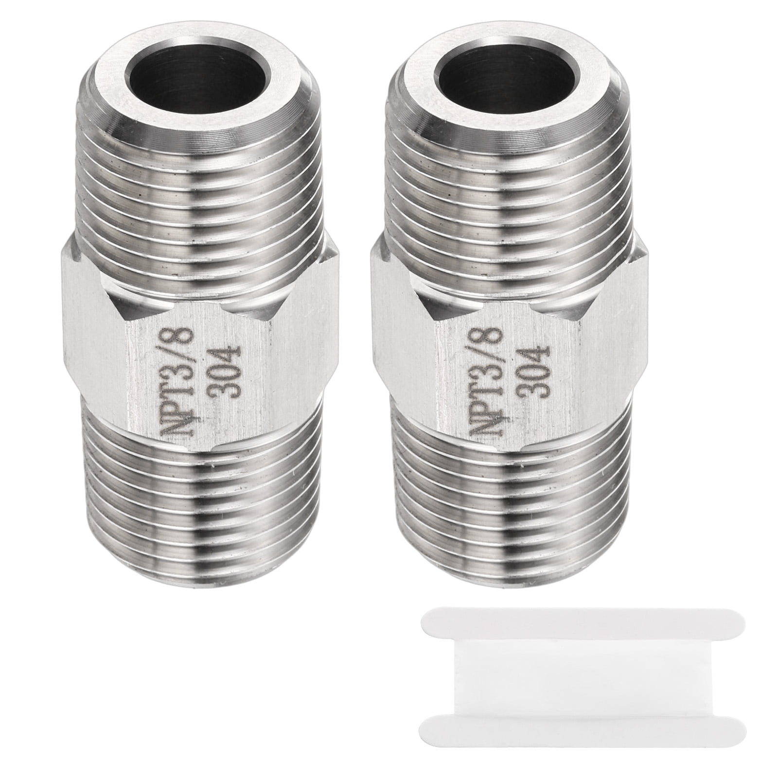 Uxcell 2pcs Stainless Steel Hex Nipple 3/8" NPT Male x 3/8" NPT Male ...