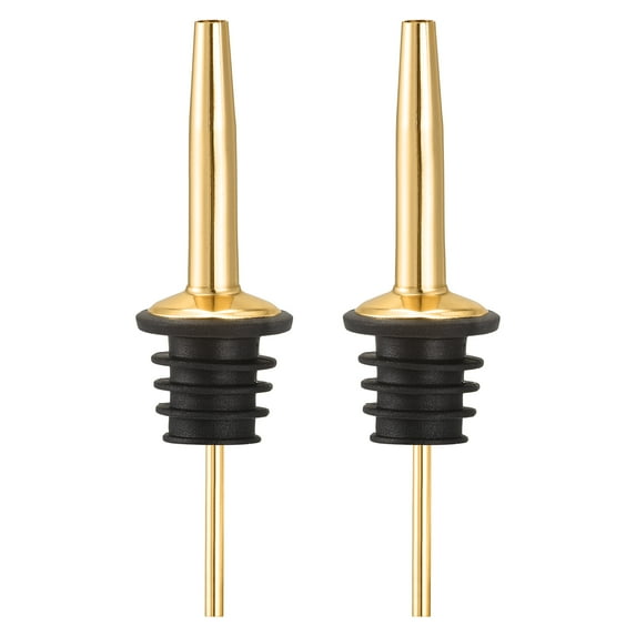 Uxcell 2pcs Stainless Steel Liquor Pourers with Tapered Spout Wine Pourers Suitable for Oil Wine Bottles, Gold