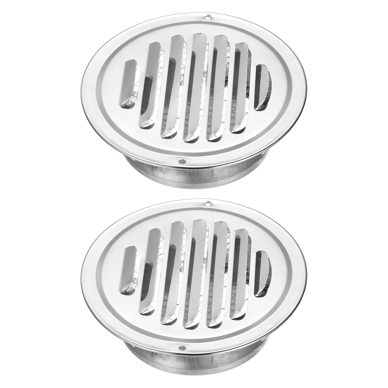 Uxcell 2pcs Stainless Steel Soffit Vent 4.3" Round Louver Grille Cover Air Vent Hood Soffit Exhaust with Screen Mesh for Wall Ceiling Mount Bathroom Garage Attic Ventilation