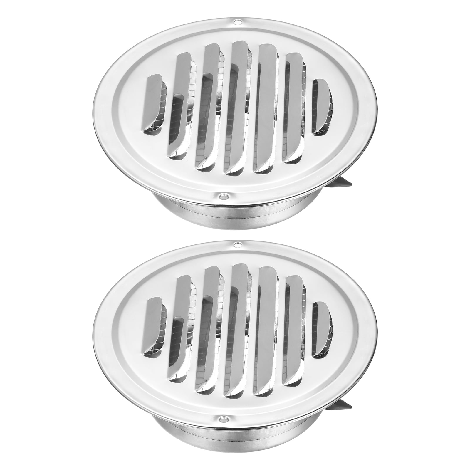 Uxcell 2pcs Stainless Steel Soffit Vent 4" Round Louver Grille Cover Air Vent Hood Soffit Exhaust with Screen Mesh for Wall Ceiling Mount Bathroom Garage Attic Ventilation
