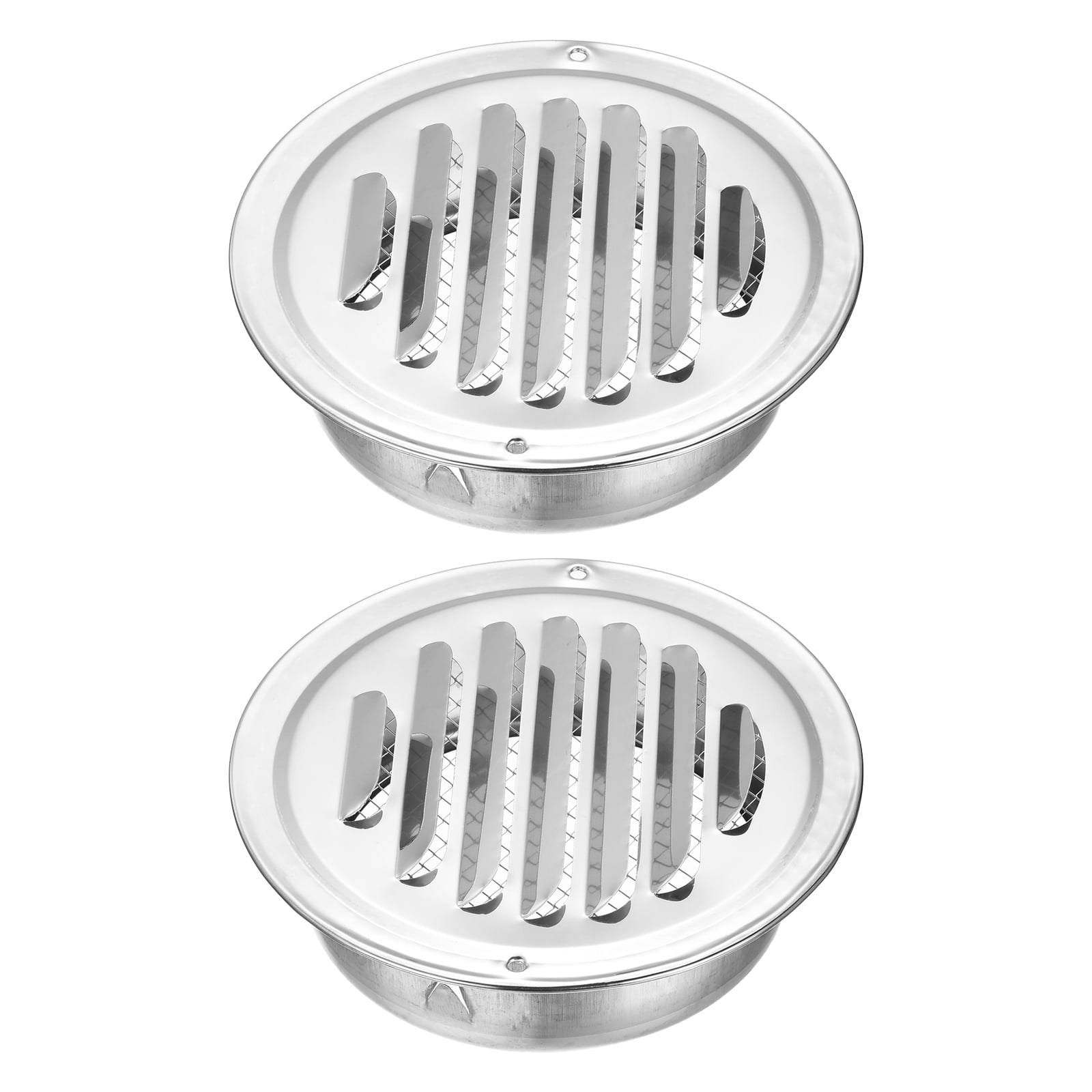 Uxcell 2pcs Stainless Steel Soffit Vent 5" Round Louver Grille Cover Air Vent Hood Soffit Exhaust with Screen Mesh for Wall Ceiling Mount Bathroom Garage Attic Ventilation