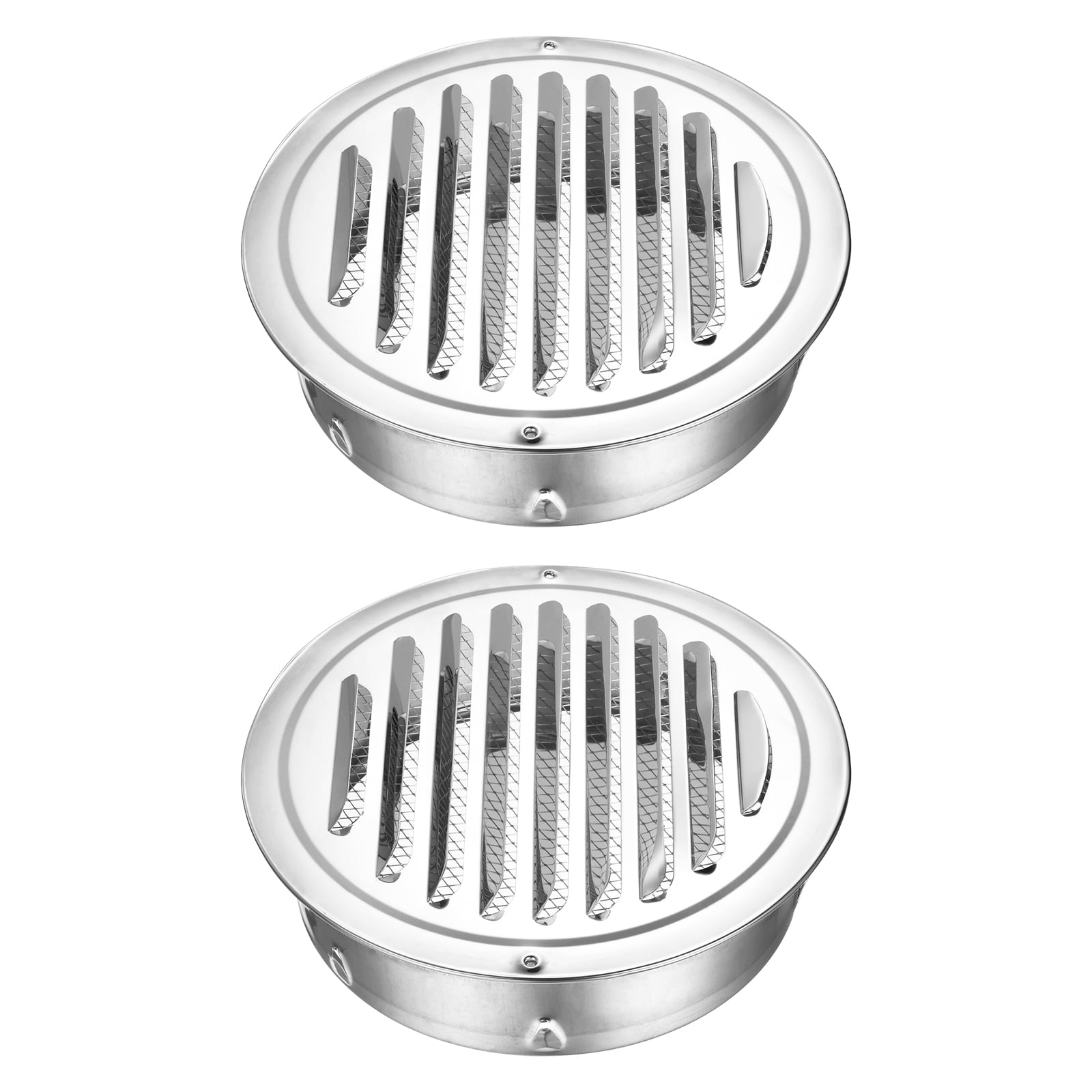 Uxcell 2pcs Stainless Steel Soffit Vent 8" Round Louver Grille Cover Air Vent Hood Soffit Exhaust with Screen Mesh for Wall Ceiling Mount Bathroom Garage Attic Ventilation