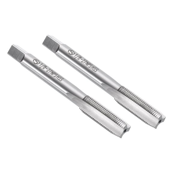 Uxcell 2pcs Straight Flute Thread Tap, 1/8-27 NPS AS Screw Threading Tapping Tool Machine Taps