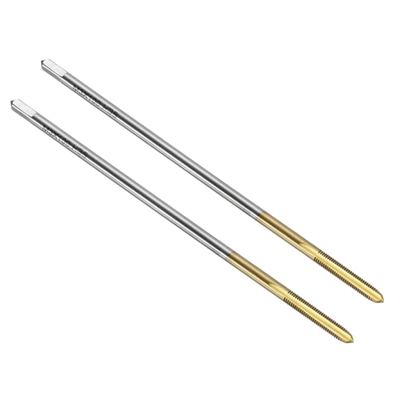Uxcell 2pcs Straight Flute Thread Tap, M3 x 0.5 100mm Extra Long Metric Titanium Coated Screw Threading Tapping Tool Machine Taps, HSS-6542