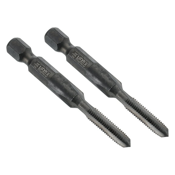 Uxcell 2pcs Straight Flute Thread Tap, M5 x 0.8 Metric Thread 1/4" Hex Shank Screw Threading Tapping Tool Machine Taps