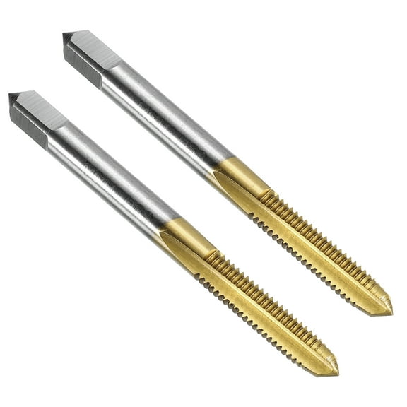 Uxcell 2pcs Straight Flute Thread Tap, M6 x 1.0 Metric Titanium Coated Screw Threading Tapping Tool Machine Taps, HSS-6542