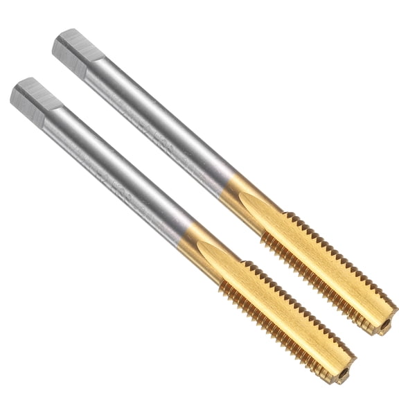 Uxcell 2pcs Straight Flute Thread Tap, M7 x 1 Left Hand Metric Titanium Coated Screw Threading Tapping Tool Machine Taps, M35 HSS-CO