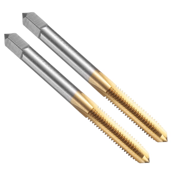 Uxcell 2pcs Straight Flute Thread Taps, M6 x 1.0 Left Hand Metric Titanium Coated Screw Threading Tapping Tool Machine Taps, M35 HSS-CO