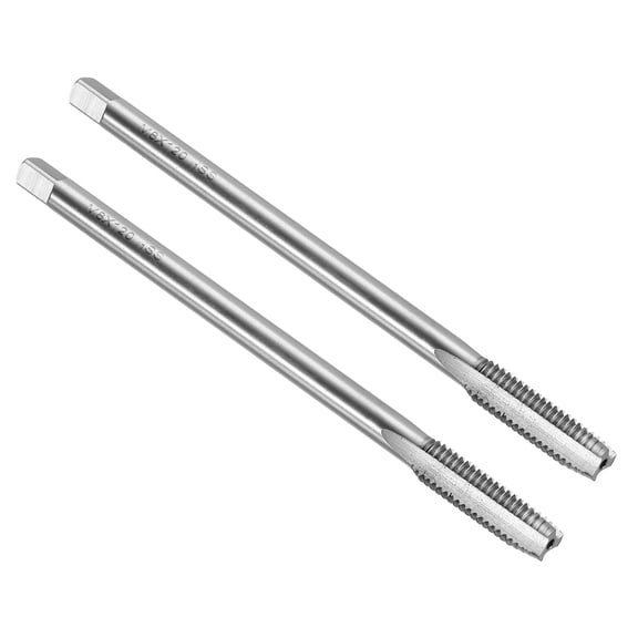 Uxcell 2pcs Straight Flute Thread Taps, M8 x 1.25 H2 120mm Extra Long Metric Screw Machine Tap Threading Tapping Tools
