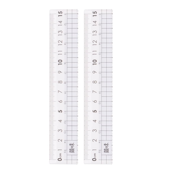 Uxcell 2pcs Straight Ruler 15cm Metric Clear Measuring Tool Checkered Design with Wavy Line, Light Blue