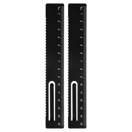 Uxcell 2pcs Straight Ruler 15cm Metric Metal Aluminum Alloy Measuring Bookmark Clip Ruler Scale Tool for Measure Study Reading Classroom Office, Black