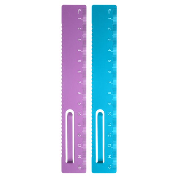 Uxcell 2pcs Straight Ruler 15cm Metric Metal Aluminum Alloy Measuring Bookmark Clip Ruler Scale Tool for Measure Study Reading Classroom Office, Blue/Rose