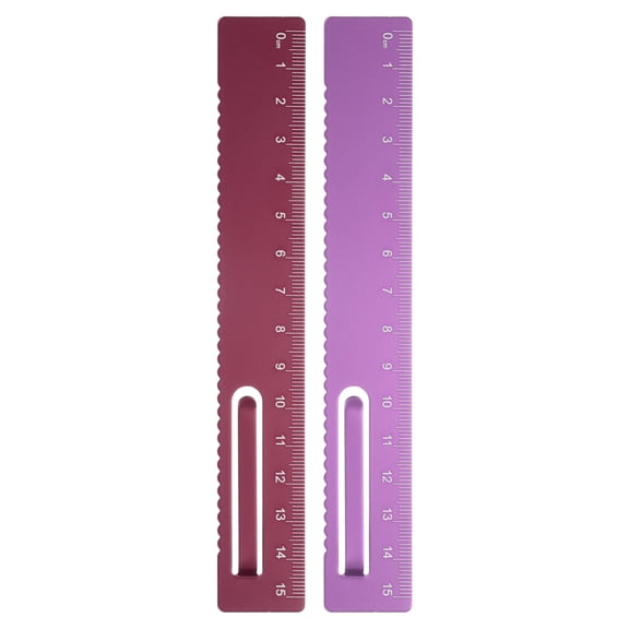 Uxcell 2pcs Straight Ruler 15cm Metric Metal Aluminum Alloy Measuring Bookmark Clip Ruler Scale Tool for Measure Study Reading Classroom Office, Red/Rose