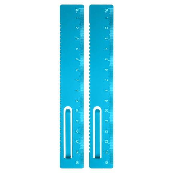 Uxcell 2pcs Straight Ruler 15cm Metric Metal Aluminum Alloy Measuring Bookmark Clip Ruler Scale Tool for Measure Study Reading Classroom Office, Blue