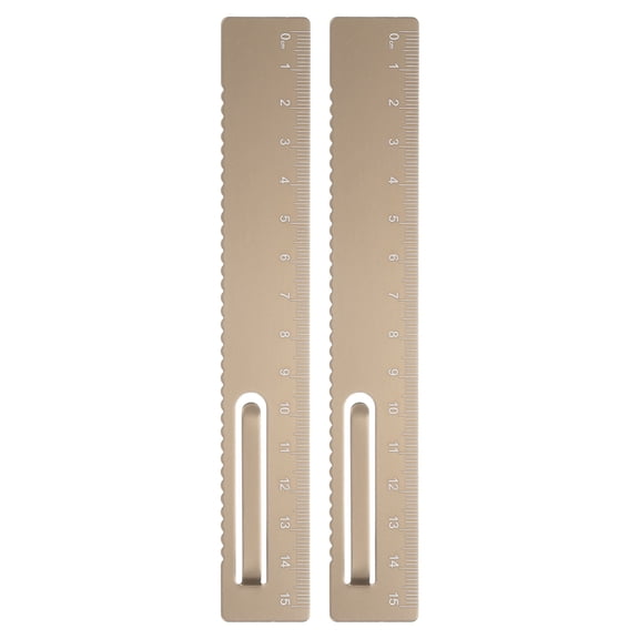 Uxcell 2pcs Straight Ruler 15cm Metric Metal Aluminum Alloy Measuring Bookmark Clip Ruler Scale Tool for Measure Study Reading Classroom Office, Gold