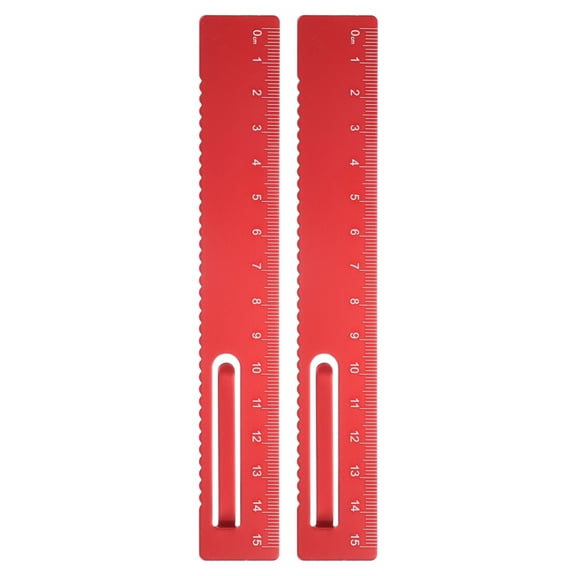 Uxcell 2pcs Straight Ruler 15cm Metric Metal Aluminum Alloy Measuring Bookmark Clip Ruler Scale Tool for Measure Study Reading Classroom Office, Red