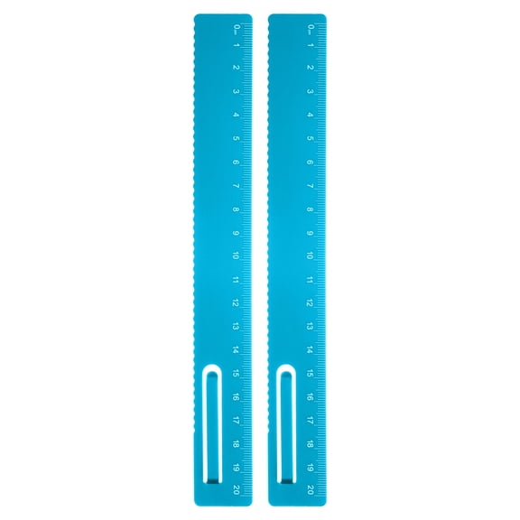 Uxcell 2pcs Straight Ruler 20cm Metric Metal Aluminum Alloy Measuring Bookmark Clip Ruler Scale Tool for Measure Study Reading Classroom Office, Blue