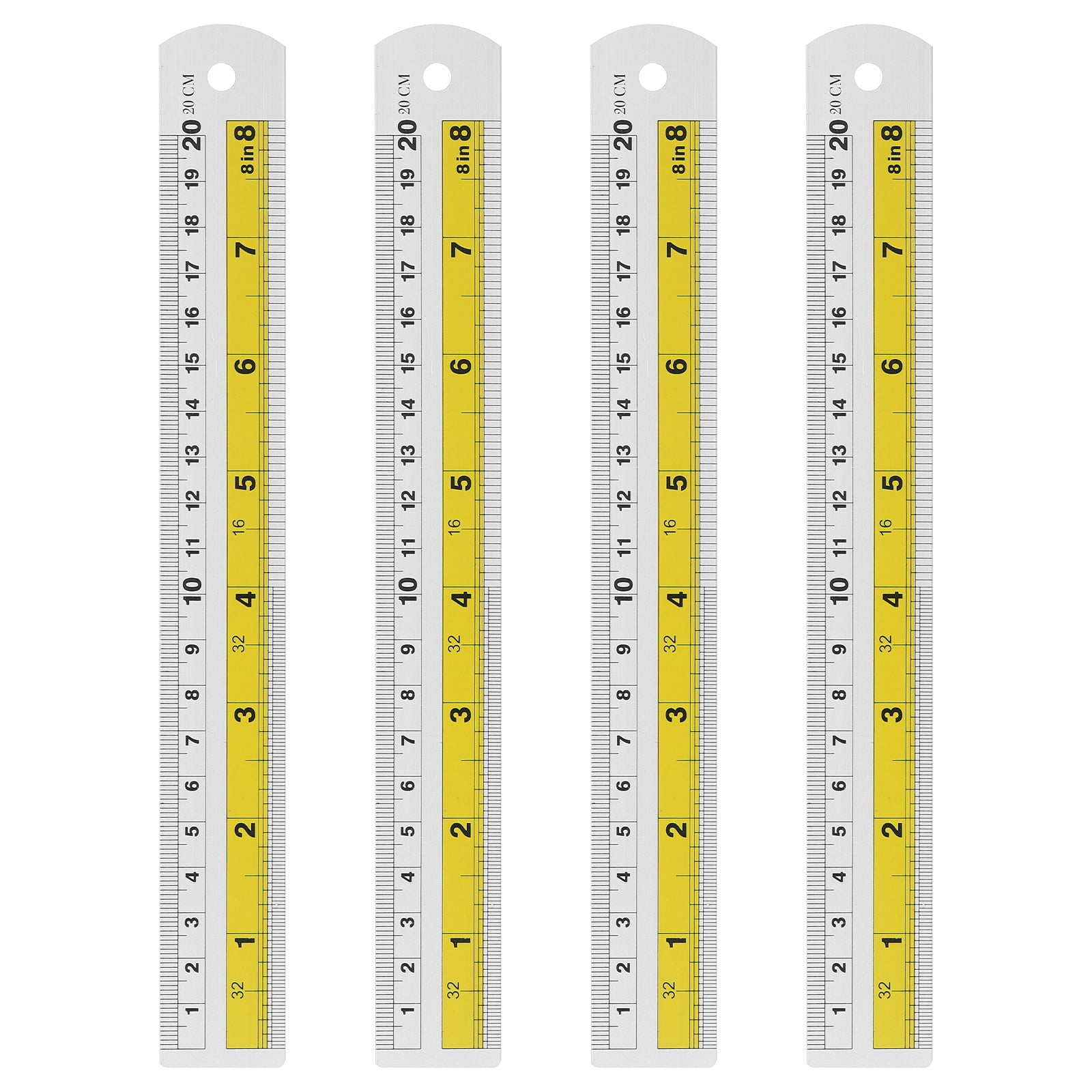 Uxcell Straight Ruler Metric SAE Aluminum Ruler with Hole for Measure ...