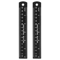 Uxcell 2 Pcs Straight Ruler 5.9" Metric SAE Aluminum Rulers with Hole Black
