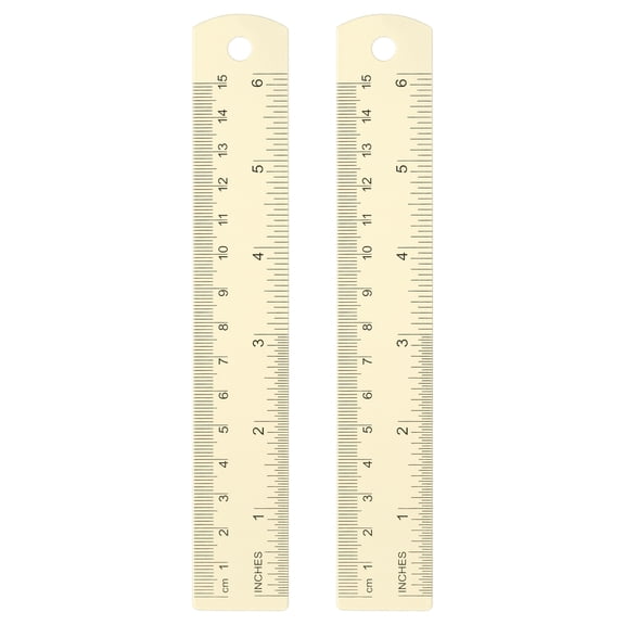 Uxcell 2pcs Straight Ruler 5.9" Metric SAE Aluminum Rulers with Hole White