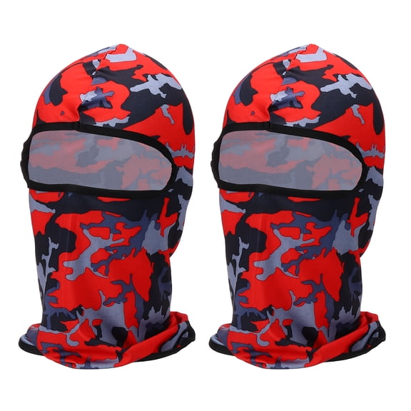 Uxcell 2pcs Summer Balaclava Face Mask, Polyester Sun Protection Hood Face Cover Cooling Full Head Mask for Men Women Fishing Motorcycle Cycling, Camo Red