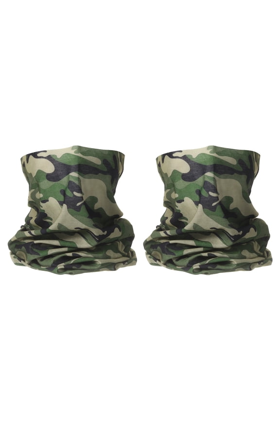 2pcs Summer Cooling Neck Gaiter Sun Protection Face Mask, Camo Light Green