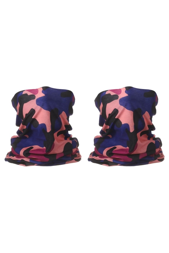 2pcs Summer Cooling Neck Gaiter Sun Protection Face Mask, Camo Pink-purple