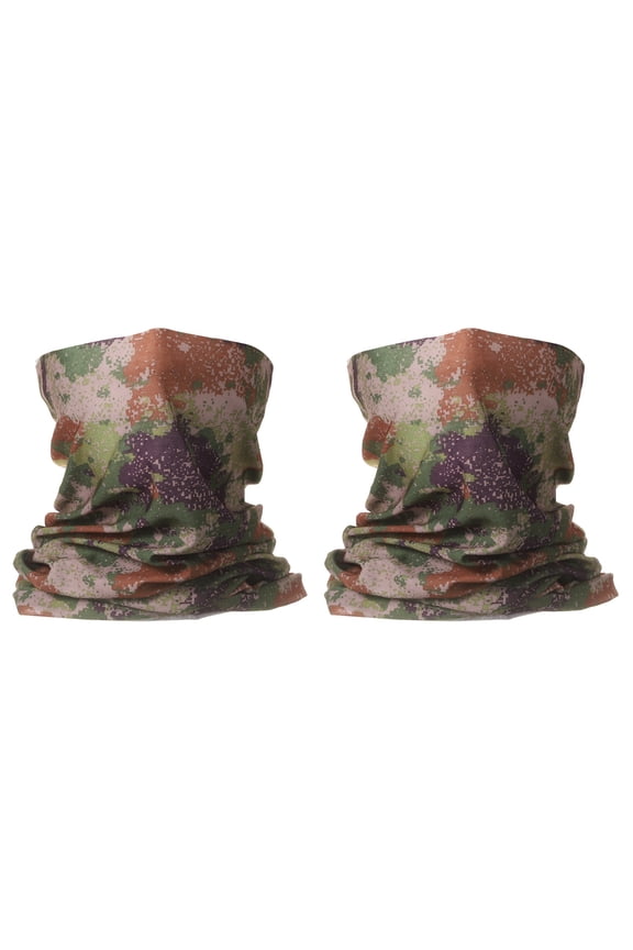 2pcs Summer Cooling Neck Gaiter Sun Protection Face Mask, Camo Purple-green