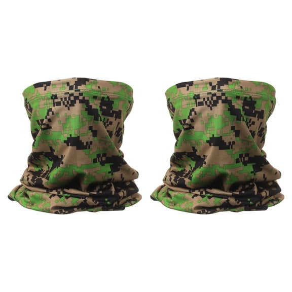 Uxcell 2pcs Summer Neck Gaiter Unisex Sun Protection Face Mask, Camo Green